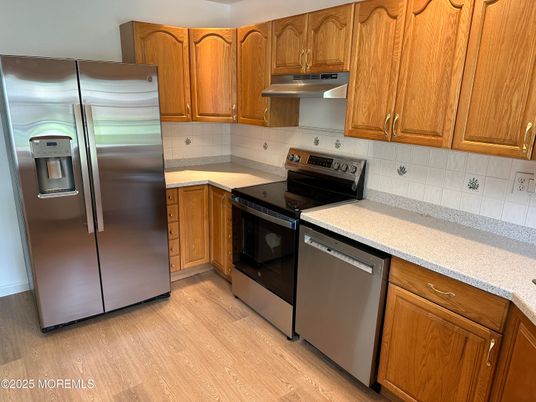 Interior, Kitchen, Stainless Steel Appliances, Wood Texture Flooring