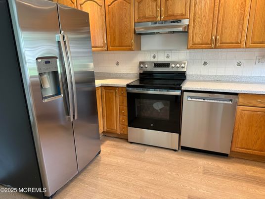Interior, Kitchen, Stainless Steel Appliances, Wood Texture Flooring