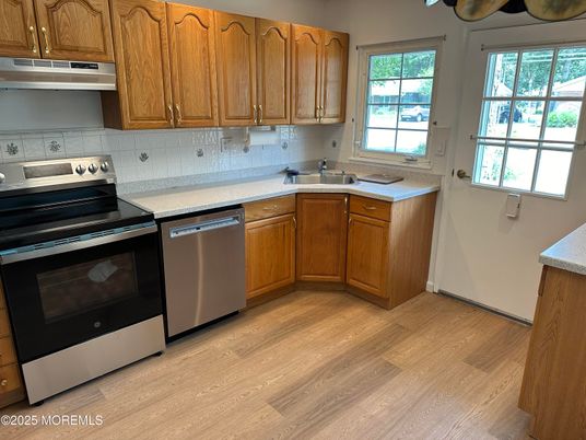 Interior, Kitchen, Stainless Steel Appliances, Wood Texture Flooring