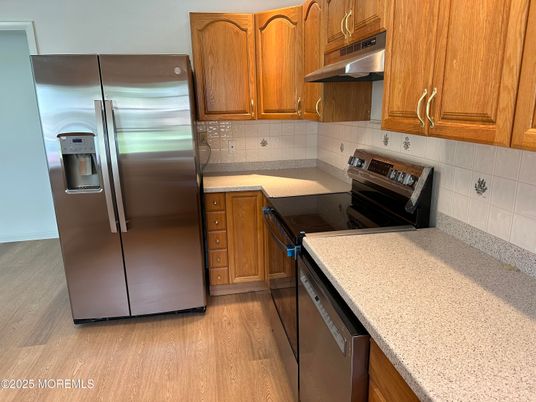 Interior, Kitchen, Stainless Steel Appliances, Wood Texture Flooring