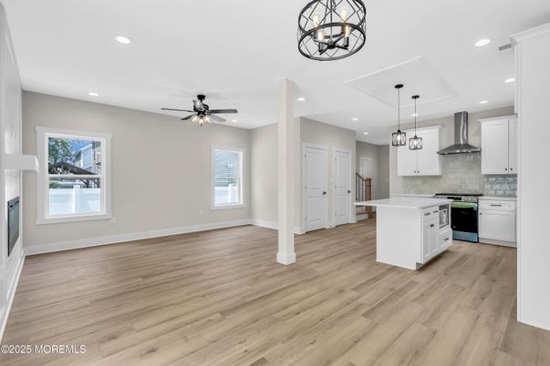 Interior, Kitchen, Pendant Lights, Recessed Lighting, Wood Texture Flooring