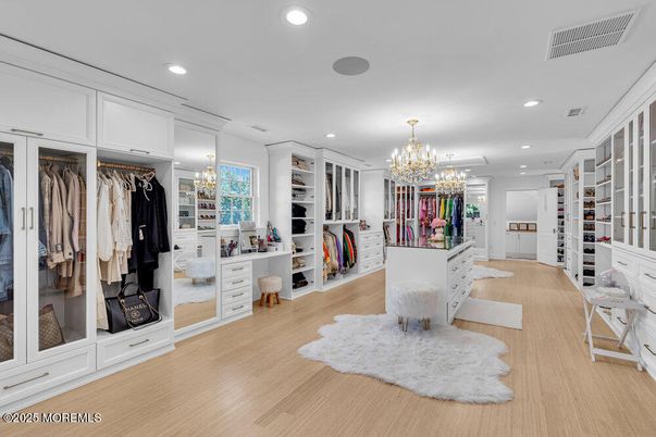 Chandelier, Interior, Recessed Lighting, Walk-in Closets, Wood Texture Flooring