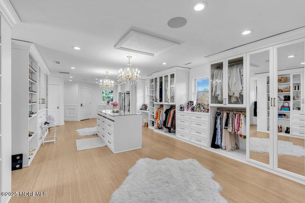 Chandelier, Interior, Recessed Lighting, Walk-in Closets, Wood Texture Flooring