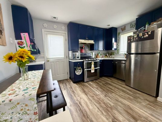 Interior, Kitchen, Stainless Steel Appliances, Wood Texture Flooring