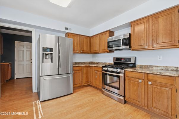 Interior, Kitchen, Stainless Steel Appliances, Wood Texture Flooring