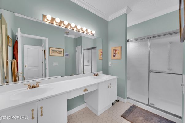 Bathroom, Dual Sink Vanities, Glass Shower, Interior