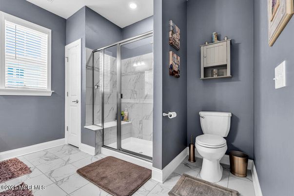 Bathroom, Glass Shower, Interior, Marble, Marble Walls, Recessed Lighting