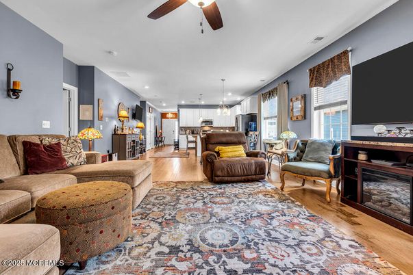 Interior, Kitchen, Living room, Pendant Lights, Recessed Lighting, Wood Texture Flooring