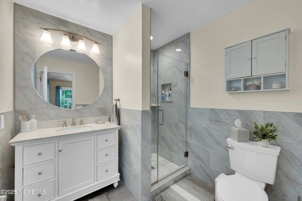 Bathroom, Glass Shower, Interior, Marble Walls
