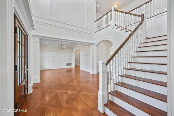 Chandelier, Interior, Recessed Lighting, Wood Texture Flooring