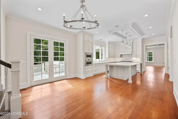 Chandelier, Interior, Kitchen, Recessed Lighting, Wood Texture Flooring