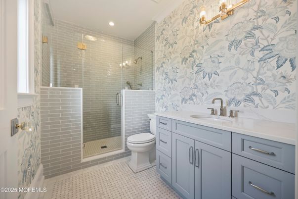 Bathroom, Glass Shower, Interior, Recessed Lighting