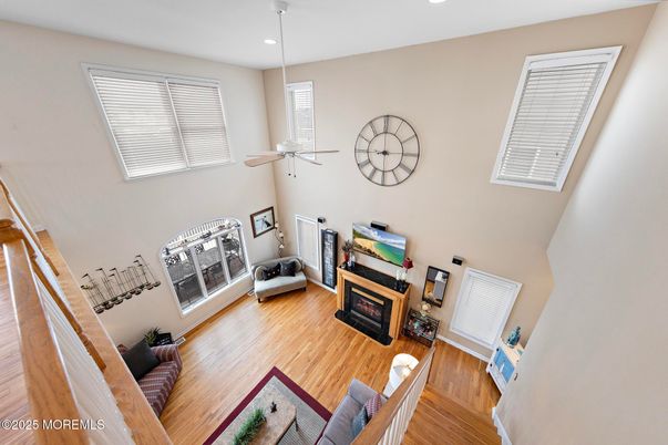 Fireplace, Interior, Recessed Lighting, Wood Texture Flooring