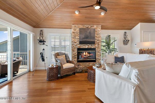 Fireplace, Interior, Living room, Stone Walls, Wooden Ceilings, Wood Texture Flooring