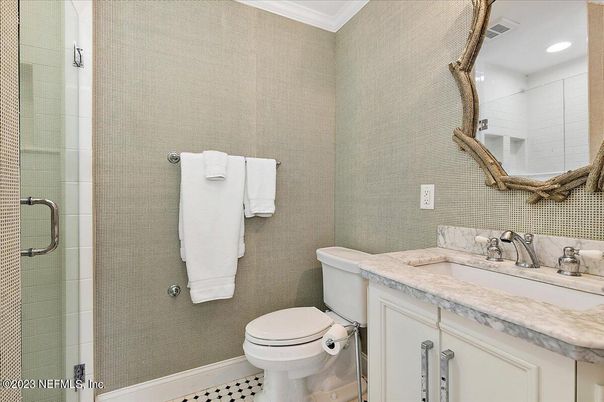Bathroom, Glass Shower, Interior, Recessed Lighting