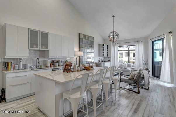 Interior, Kitchen, Pendant Lights, Wood Texture Flooring