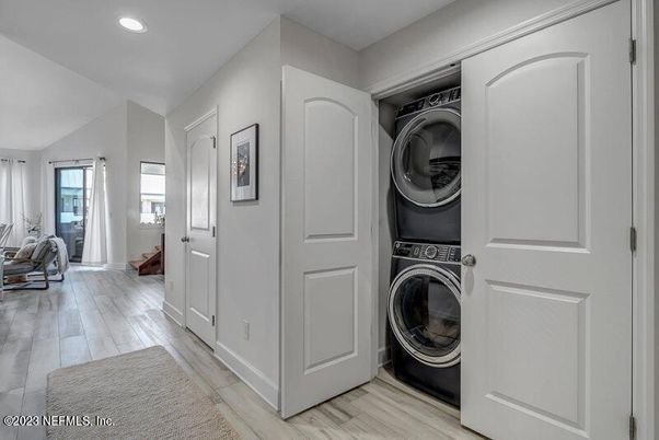 Interior, Recessed Lighting, Utility Closets, Washer, Wood Texture Flooring