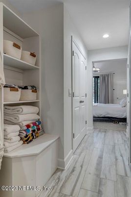 Bedroom, Interior, Marble, Recessed Lighting, Wood Texture Flooring