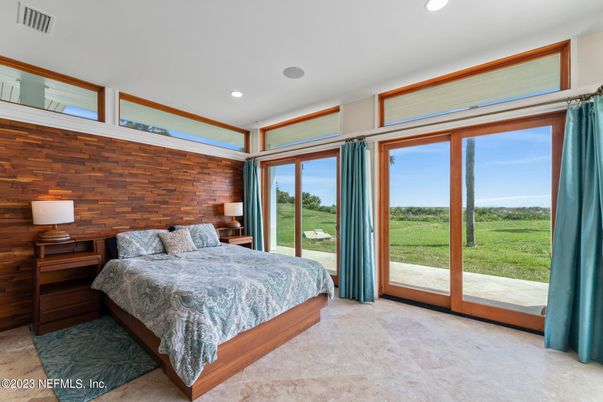 Bedroom, Interior, Recessed Lighting, Wooden Walls