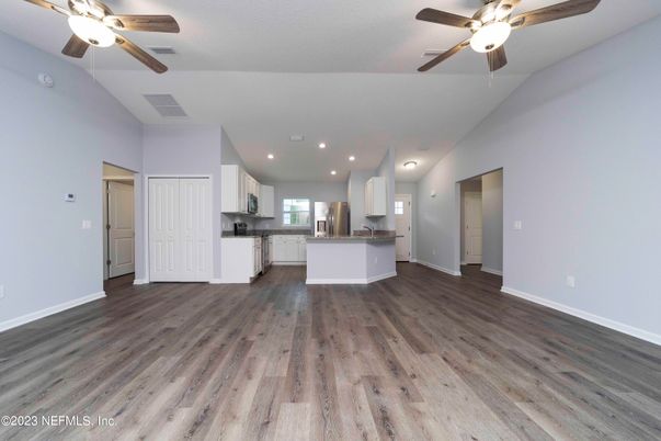 Interior, Kitchen, Recessed Lighting, Wood Texture Flooring