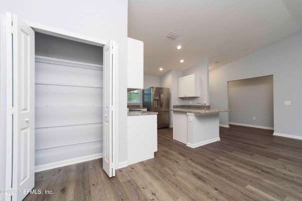 Interior, Kitchen, Recessed Lighting, Wood Texture Flooring
