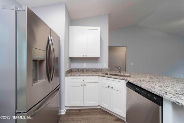 Interior, Kitchen, Stainless Steel Appliances, Wood Texture Flooring