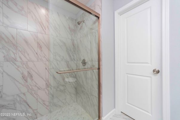 Bathroom, Glass Shower, Interior, Marble Walls