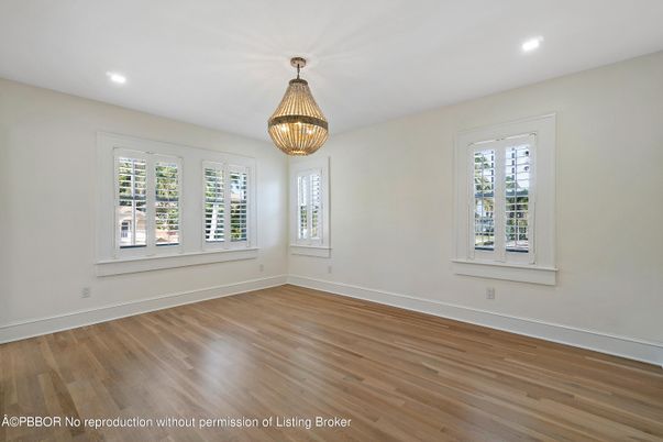 Chandelier, Empty room, Interior, Recessed Lighting, Wood Texture Flooring