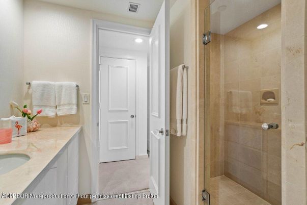 Bathroom, Glass Shower, Interior, Recessed Lighting