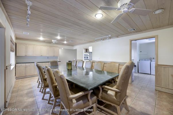 Dining room, Interior, Kitchen, Recessed Lighting, Washer, Wooden Ceilings