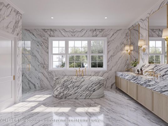 Bathroom, Glass Shower, Interior, Marble, Marble Walls, Recessed Lighting