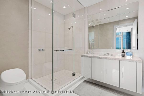 Bathroom, Dual Sink Vanities, Glass Shower, Interior, Recessed Lighting