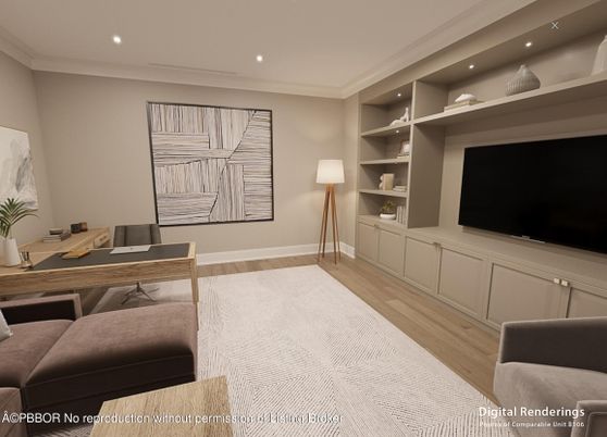 Home Office, Interior, Recessed Lighting, Wood Texture Flooring