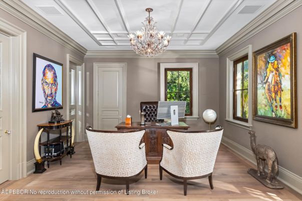 Chandelier, Home Office, Interior, Wood Texture Flooring