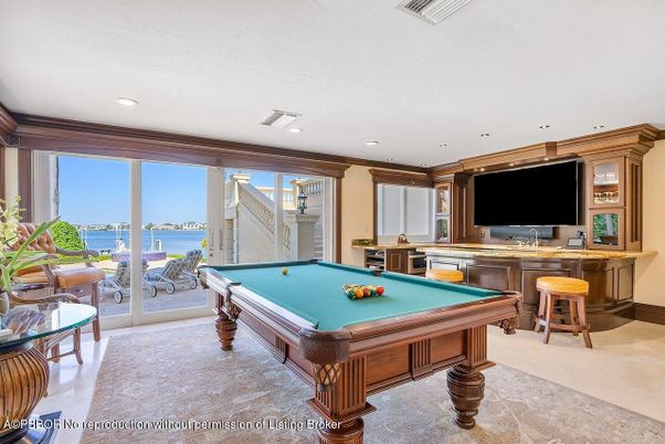 Billiard Table, Game Room, Interior, Recessed Lighting, Water