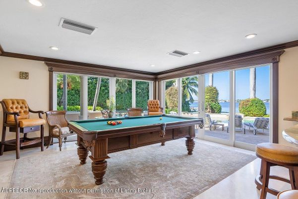 Billiard Table, Game Room, Interior, Recessed Lighting