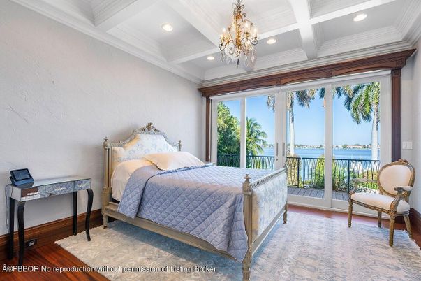 Bedroom, Chandelier, Interior, Recessed Lighting, Wood Texture Flooring