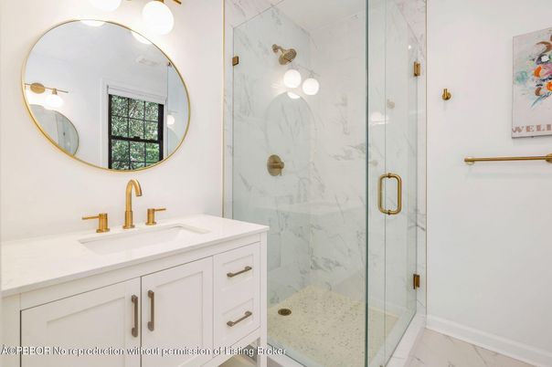 Bathroom, Glass Shower, Interior, Marble Walls