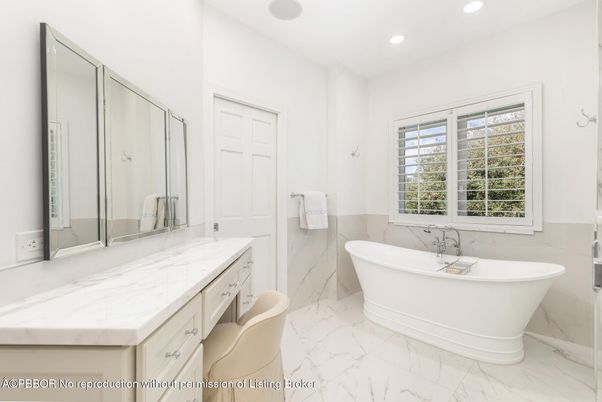 Bathroom, Free Standing Baths, Interior, Marble, Recessed Lighting