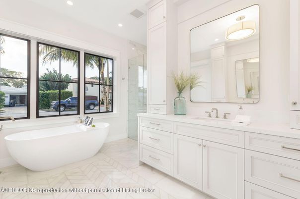 Bathroom, Dual Sink Vanities, Free Standing Baths, Glass Shower, Interior, Marble, Recessed Lighting