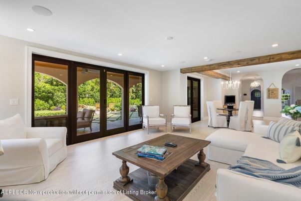 Chandelier, Dining room, Interior, Living room, Pendant Lights, Recessed Lighting, Wooden Beams, Wood Texture Flooring