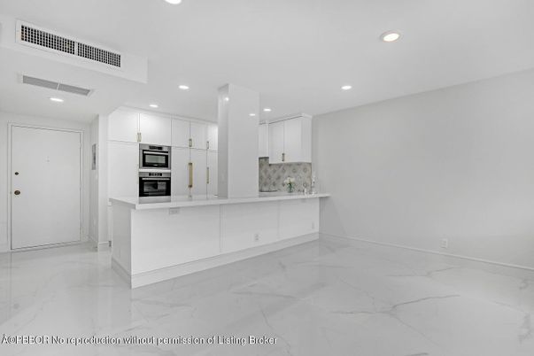 Interior, Kitchen, Marble, Recessed Lighting, Stainless Steel Appliances