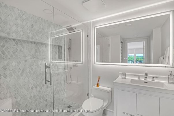 Bathroom, Glass Shower, Interior, Recessed Lighting