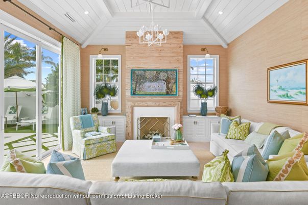 Chandelier, Fireplace, Interior, Living room, Recessed Lighting, Wooden Walls