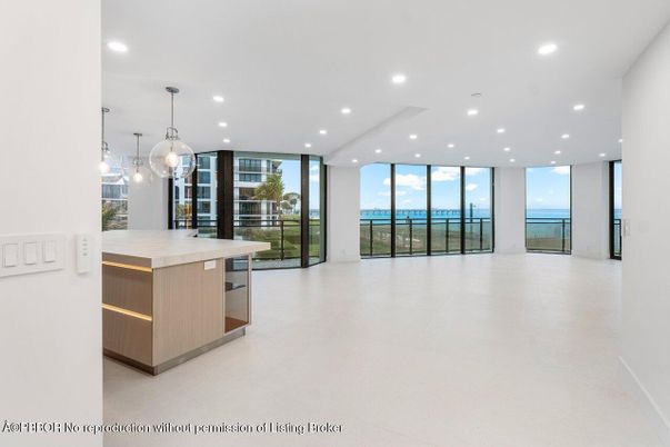 Empty room, Interior, Kitchen, Pendant Lights, Recessed Lighting, Water