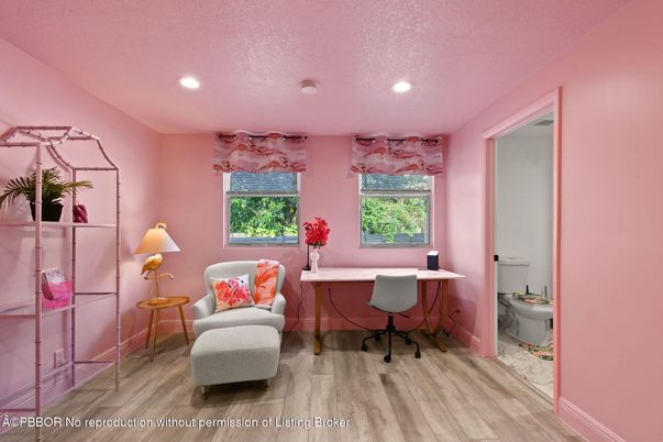 Bathroom, Home Office, Interior, Recessed Lighting, Wood Texture Flooring