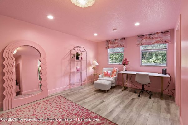 Home Office, Interior, Recessed Lighting, Wood Texture Flooring