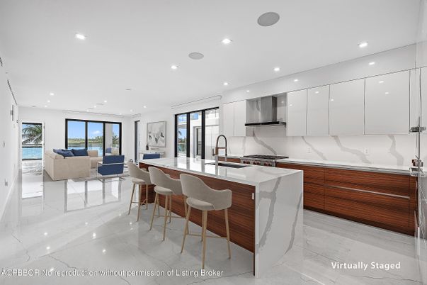 Interior, Kitchen, Living room, Marble, Recessed Lighting, Stainless Steel Appliances