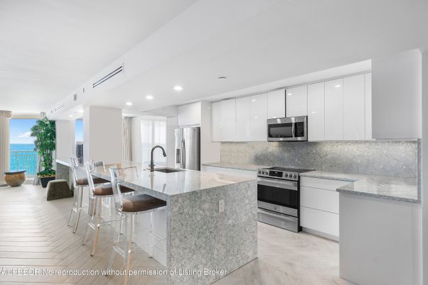 Interior, Kitchen, Recessed Lighting, Stainless Steel Appliances, Water, Wood Texture Flooring