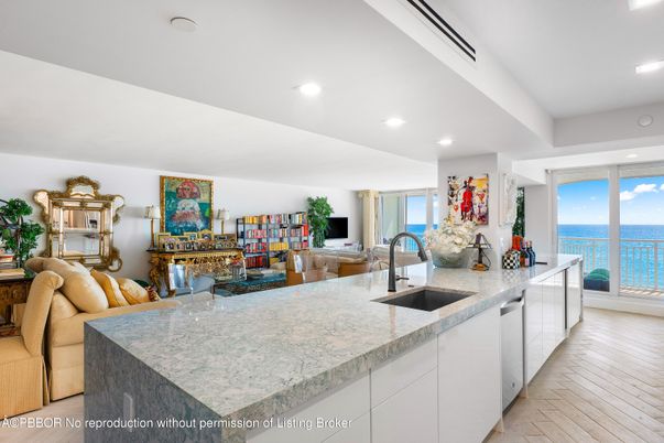 Interior, Kitchen, Living room, Recessed Lighting, Water, Wood Texture Flooring